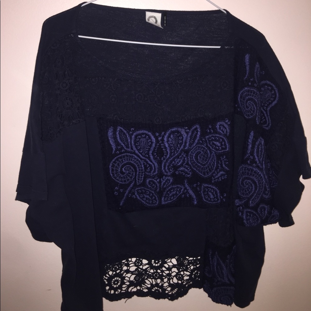 Anthropologie Navy Lace Top NWOT - Picture 3 of 5